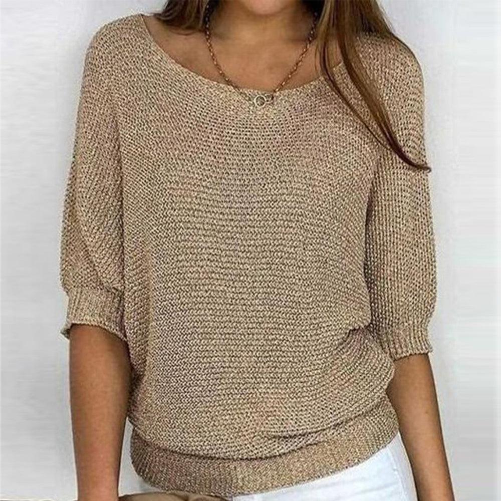 Anna - Classic Brown Knitted Long Sleeve Sweater