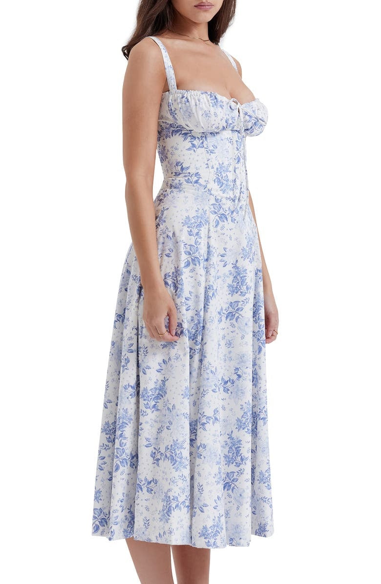 Eve-Bustier Dress with Delicate Floral Print and Fitted Cut