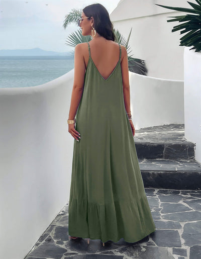 Olivian Pocketed Maxi Dress - Olive